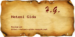 Hetesi Gida névjegykártya